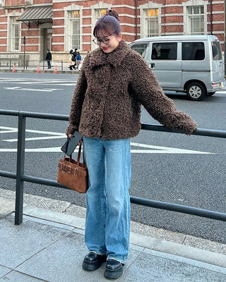 Suede buckle shoulder bag