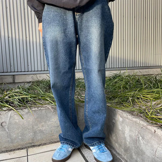 Unisex basic denim wide-leg pants