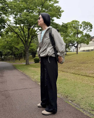 Gingham check oversized hoodie shirt