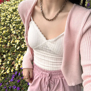 Ribbed cropped cardigan