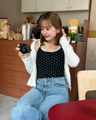 Cup-attached polka dot camisole