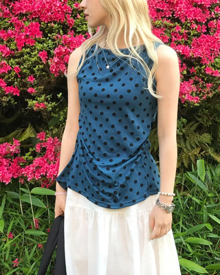 Polka Dot Round Neck Sleeveless