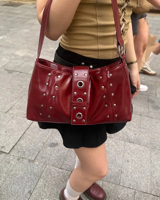Square studded shoulder bag