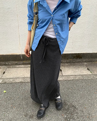 Striped strap long skirt