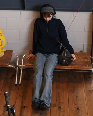 Brushed Overfit Half Knit Zip
