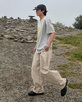 One-tuck cotton pants
