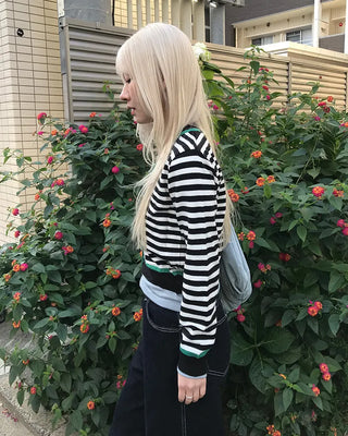 Two-tone striped cardigan