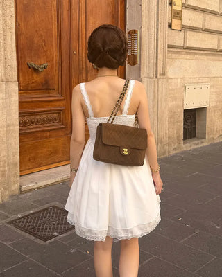 Pintuck lace mini dress