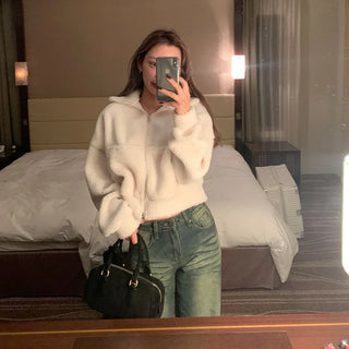 Boucle High Neck Cropped Jumper