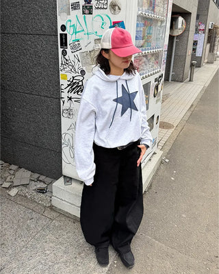 Loose-fit star hooded parka