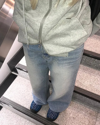Semi-straight denim pants