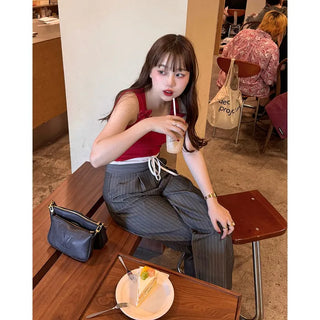 Striped wide-fit pants