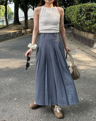 Knit halter neck gathered camisole
