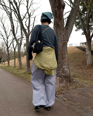 Color-block striped pants
