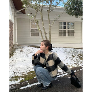 Checked cropped jacket