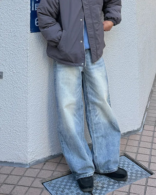 Brushed wide-leg denim