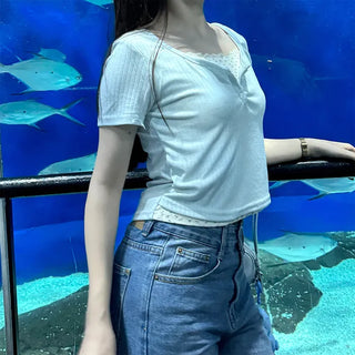 Button-neck T-shirt