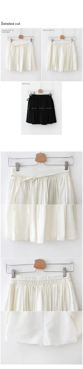 Waist ribbon elastic skirt