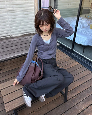 Two-pleat wide slacks