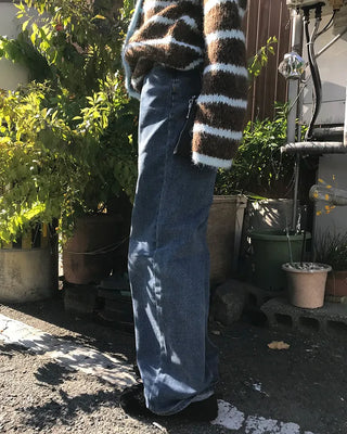 Straight denim pants