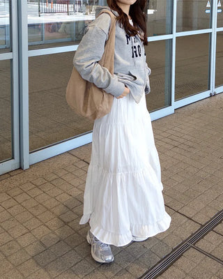 Can-can frill long skirt