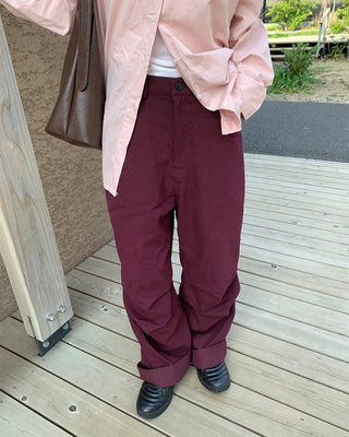 Colored denim wide-leg pants