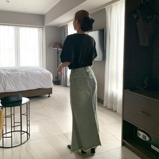 Long denim skirt