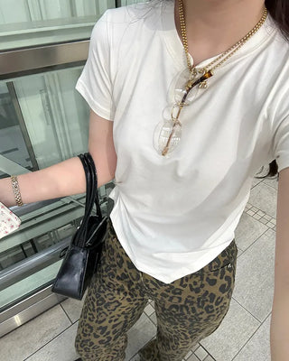 Twisted Cropped Half-Sleeve T-Shirt