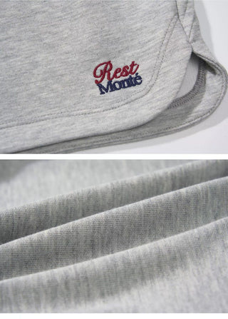 [Monterest] Drawstring Logo Embroidered Sweat Shorts