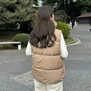 High-neck oversized down vest