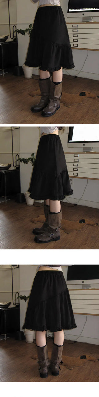DELIGHT.Fanning Frill Midi Banding Skirt - 2 Colors (Ships Today)