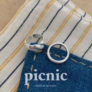 [Set of 2] R-Sony Silver Ring Set