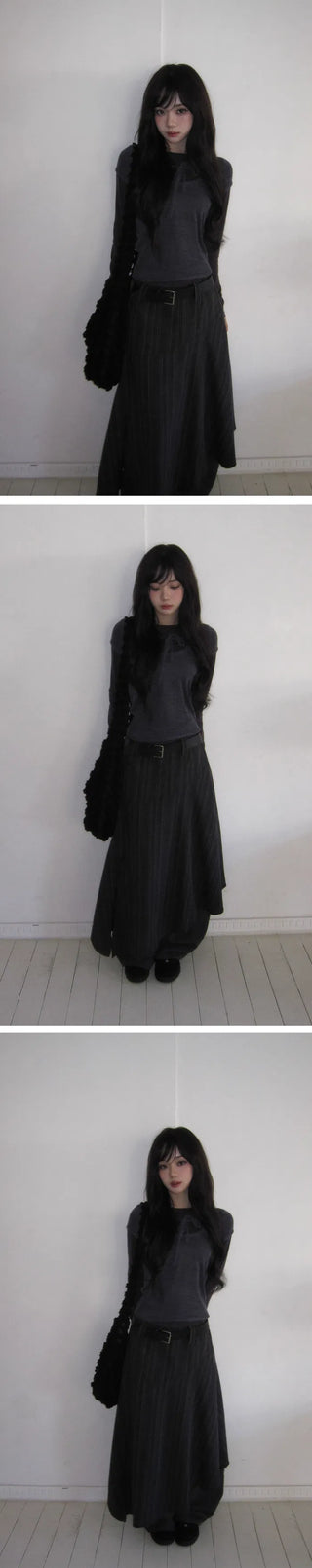 Twin Ribbon Shirring Layered T-Shirt - 3 Colors