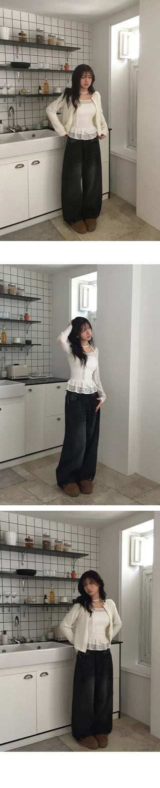 Peanut hip line side Split pants
