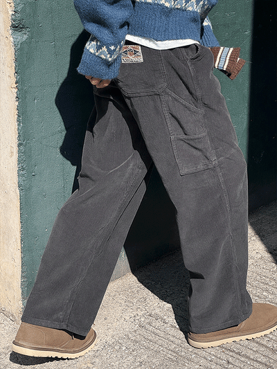 STOP Patch Corduroy Carpenter Pants