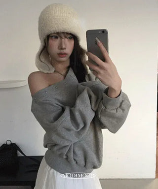 Sina One-Off Studded Sweatshirt- 2 Colors