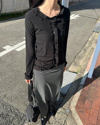 Frill Point Slim Cardigan