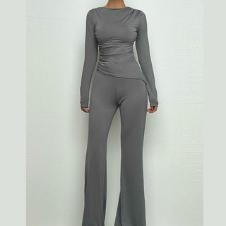 Long sleeve ruched high rise pant set