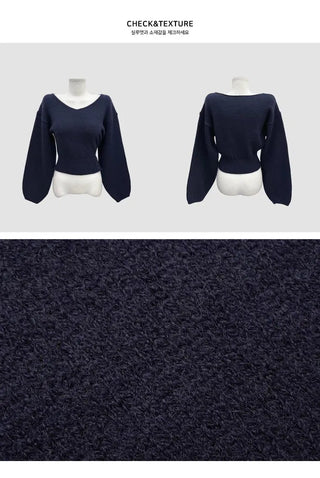 Moon V-Neck Off-Shoulder Knitwear - 6 colors