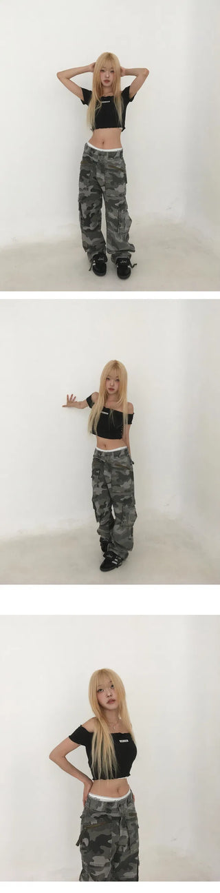 Military Camo Cargo Semi-Wide Pants - 3 Colors