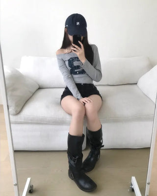 NUMBER OFF SHOULDER TEE (5color)