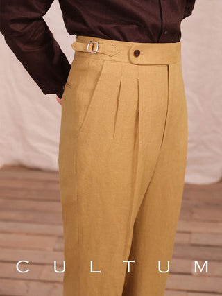 [CULTUM] Linen Double Pleated Trousers