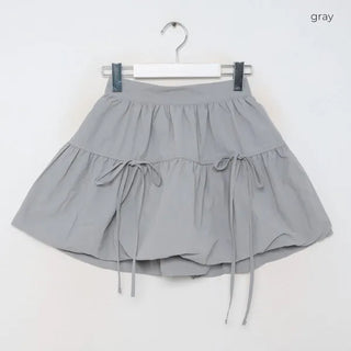 Ribbon Shirring Mini Skirt