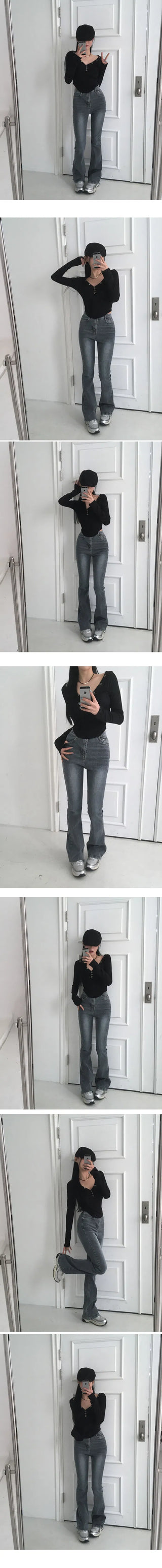 Spring planning 6-color daily Flared high-waist pt