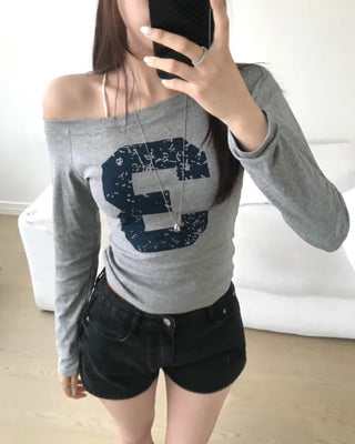 NUMBER OFF SHOULDER TEE (5color)