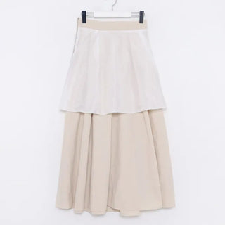 Pintuck flared long skirt
