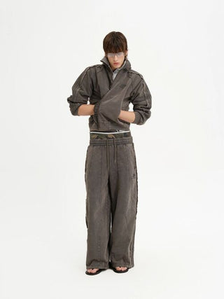 [MASONPRINCE] Washed Raw Edge Knit Set in Elephant Gray