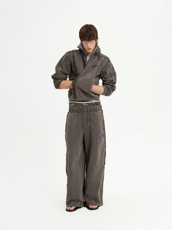 [MASONPRINCE] Washed Raw Edge Knit Set in Elephant Gray
