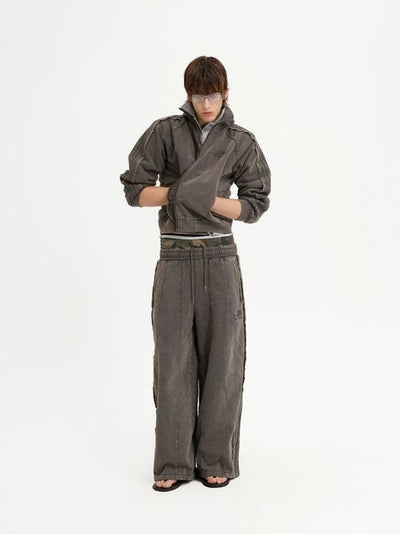 [MASONPRINCE] Washed Raw Edge Knit Set in Elephant Gray