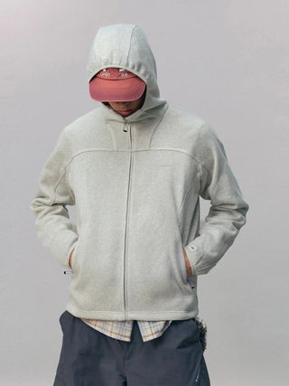 [Monterest] Fleece-Lined Hooded Zip-Up Cardigan